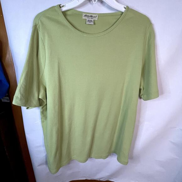 Eddie Bauer 1X large Women Lime Green top 100% cotton - Picture 4 of 4